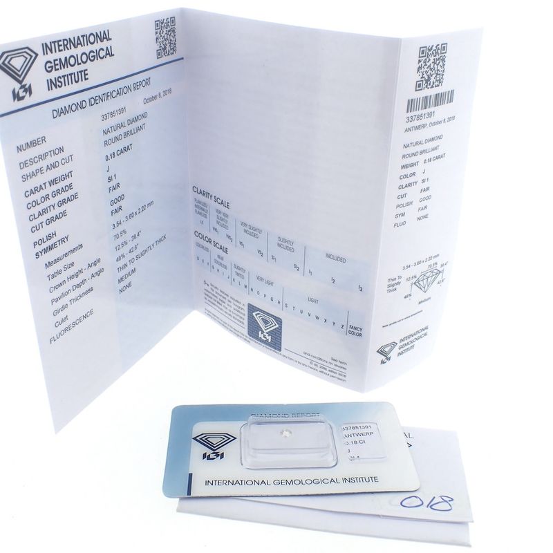 Image 3 of 0.18 ct. Brilliant cut diamond J/ SI1 + IGI Certificate - Natural diamond