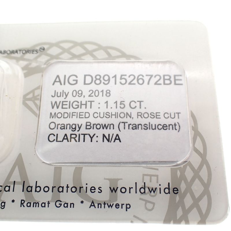 Image 9 of 1.15 ct. Rose cut diamond Orange brown N/A + AIG Certificate