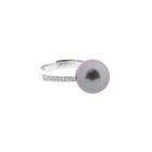 Image 3 of White gold ring with Tahitian pearl and diamond; 0.13 ct.