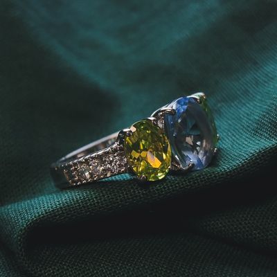 Image 2 of Silver ring with zirconia stones.