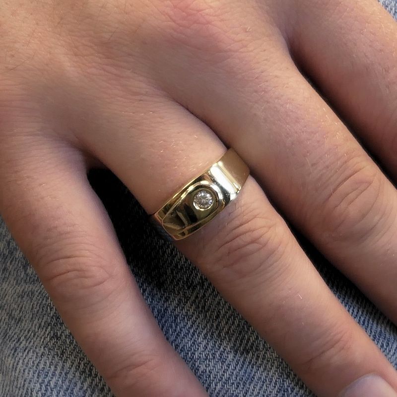 Image 7 of Two-tone gold men's ring with zirconia