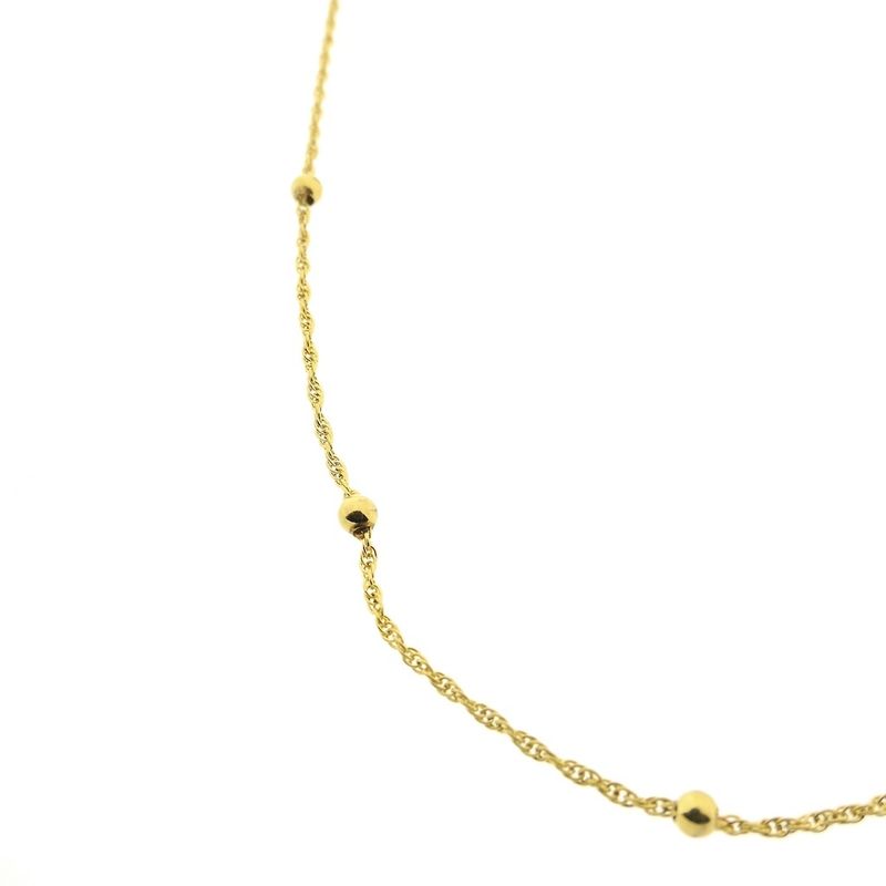 Image 4 of 8K Twisted Link Chain with Beads | 40cm - 42cm