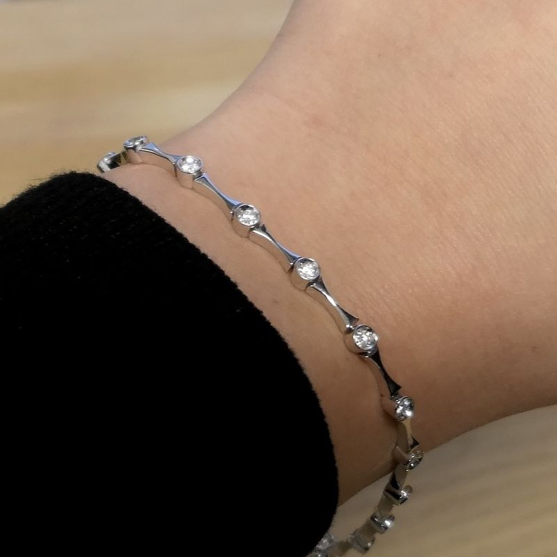 Image 6 of Platinum bracelet with diamond; 0.72 ct. | 19 cm