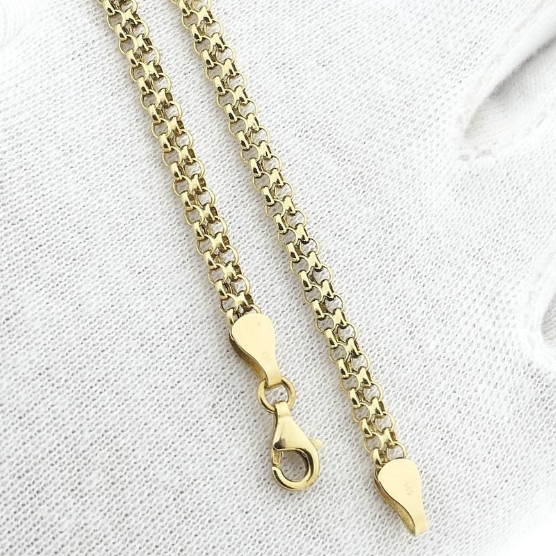 Image 9 of Gold double jasseron link bracelet | 19 cm