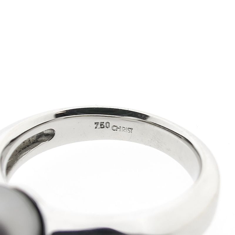 Image 6 of White gold ring with Tahitian pearl and diamonds; 0.10 ct.