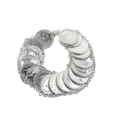 Silver bracelet with Queen Wilhelmina coins | 24 cm Image 1 of Silver bracelet with Queen Wilhelmina coins | 24 cm
