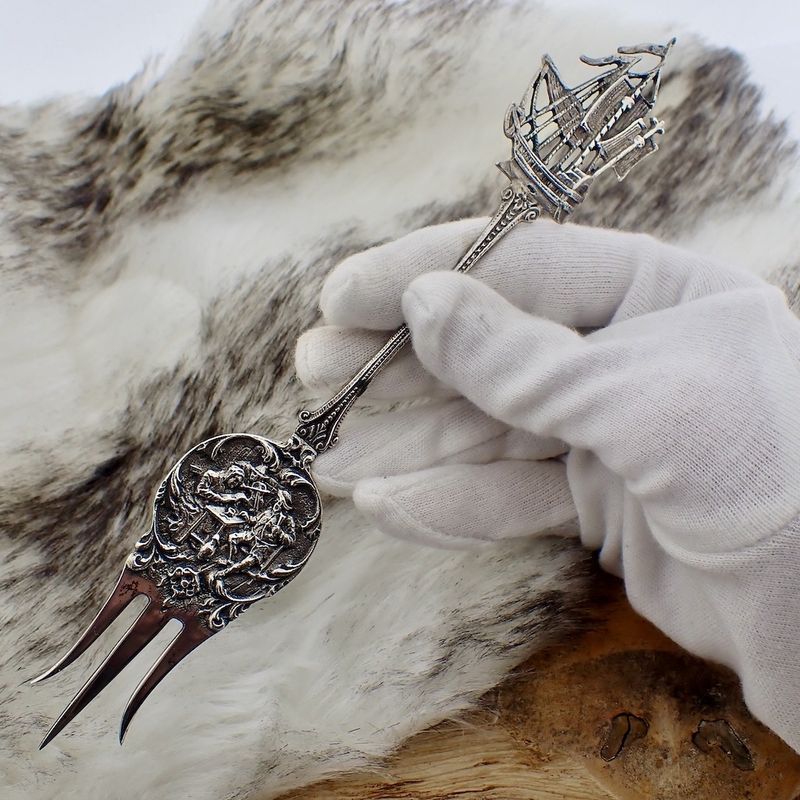 Image 2 of Silver cake skewer; Old Dutch from 1936