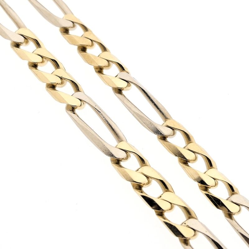 Image 3 of Wide two-tone gold Figaro link necklace; Men's | 64 cm