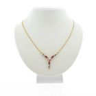 Image 1 of Two-tone gold necklace with ruby ​​and diamond 0.045 ct. | 43.5 cm