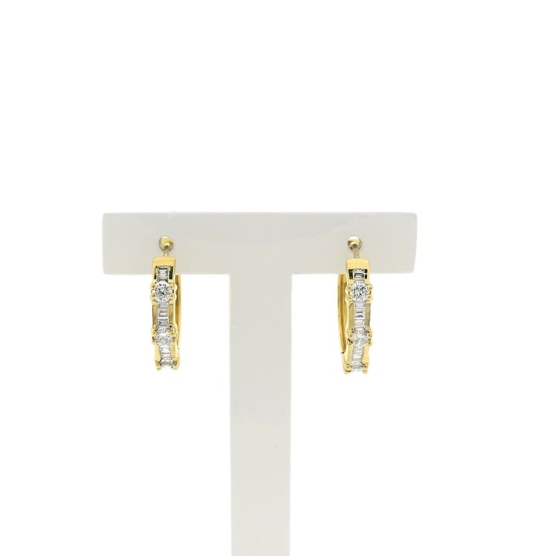 Image 1 of 18K Gold Hoop Earrings with Diamond | 1.10 ct.