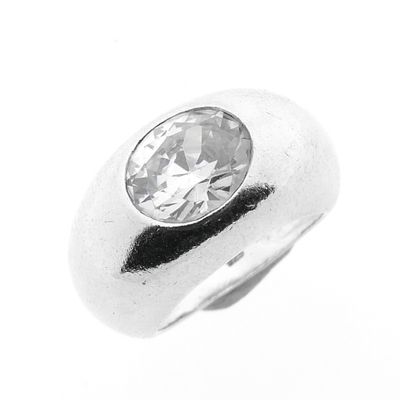 Image 1 of Wide silver ring with zirconia