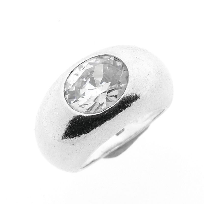 Image 1 of Wide silver ring with zirconia