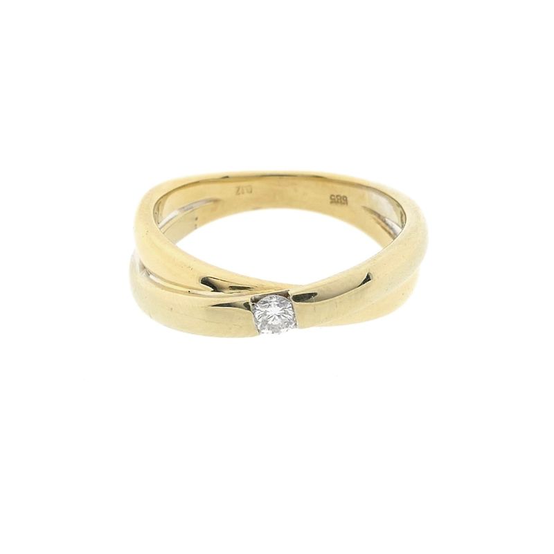 Image 3 of Gold crossover ring with diamond; 0.12 ct.