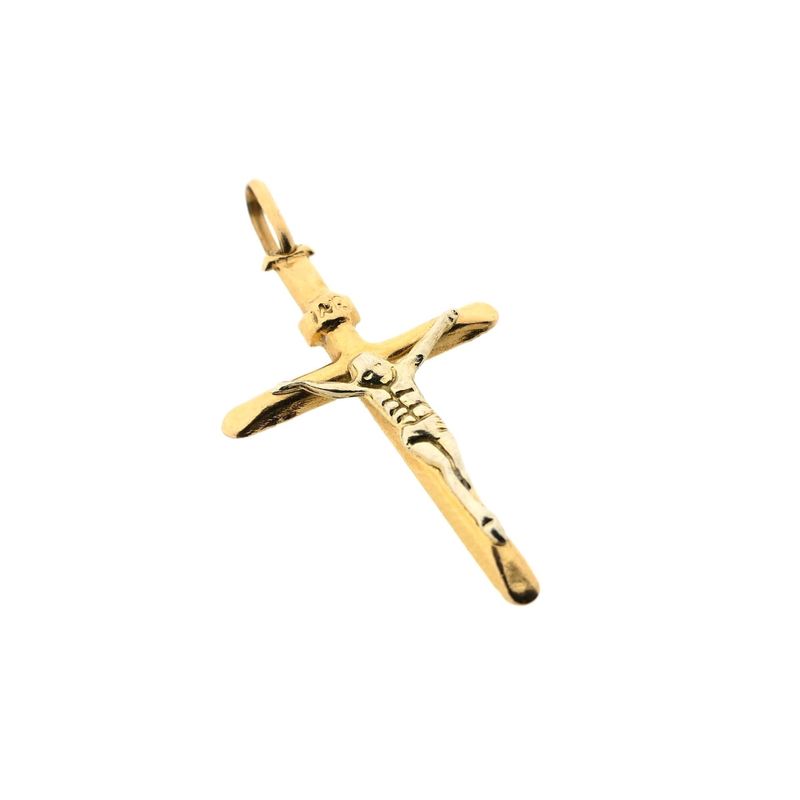 Image 4 of Bicolor gold pendant of a cross with corpus