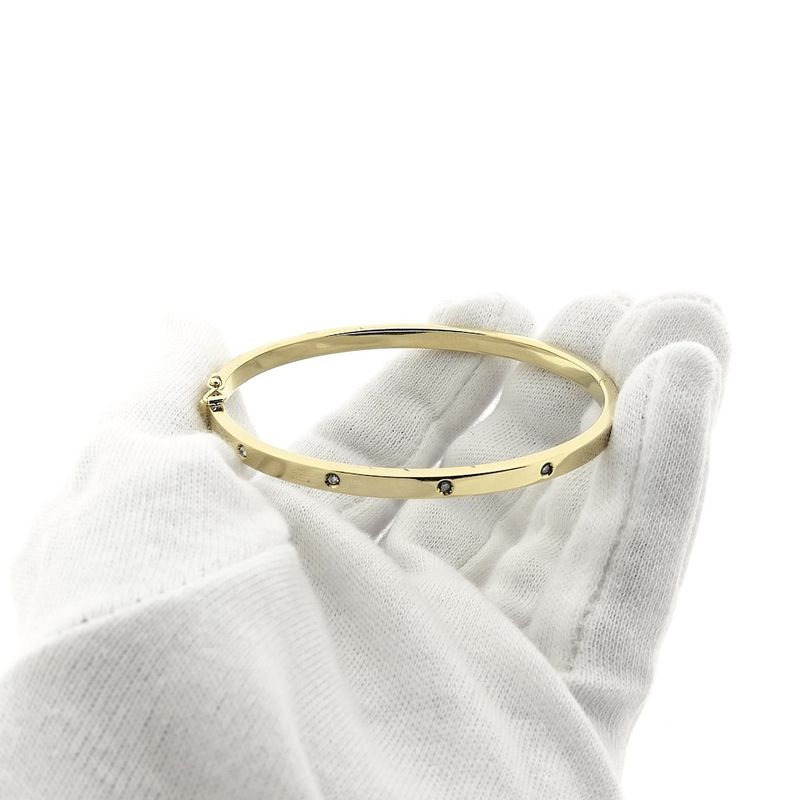 Image 3 of Gold slave bracelet with diamonds; Size S/M