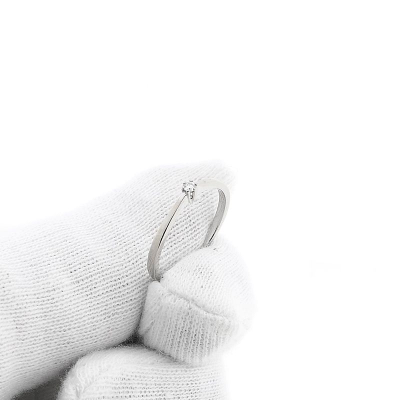 Image 9 of White Gold Solitaire Ring with Diamond 0.025 ct; 14K; Size 15