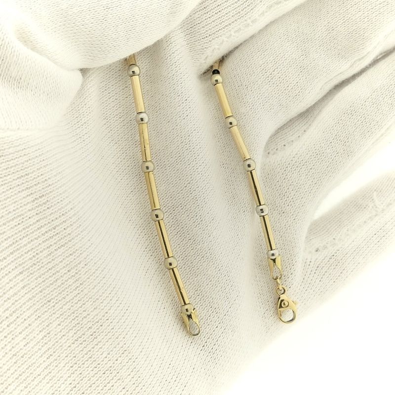 Image 9 of Two-tone gold bar link bracelet | 19 cm