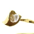 Image 3 of Gold clamp bracelet with baroque pearl and diamond; Size S/M