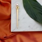 Image 2 of Gold long brooch with pearl and diamonds; 0.055 ct.
