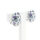 Image 3 of White gold domed stud earrings with aquamarine and amethyst