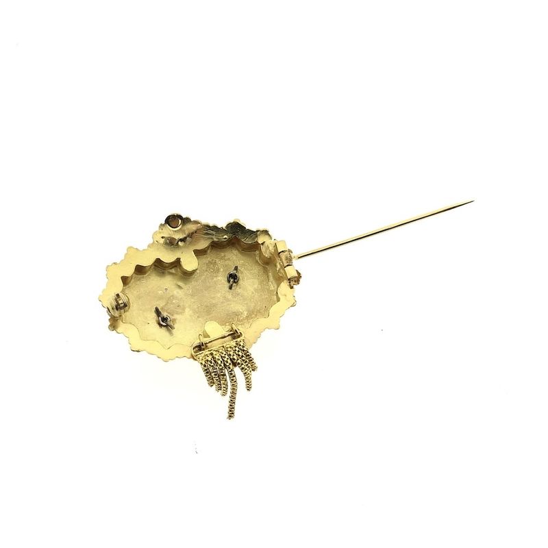 Image 5 of Old Dutch gold brooch with a cap bell