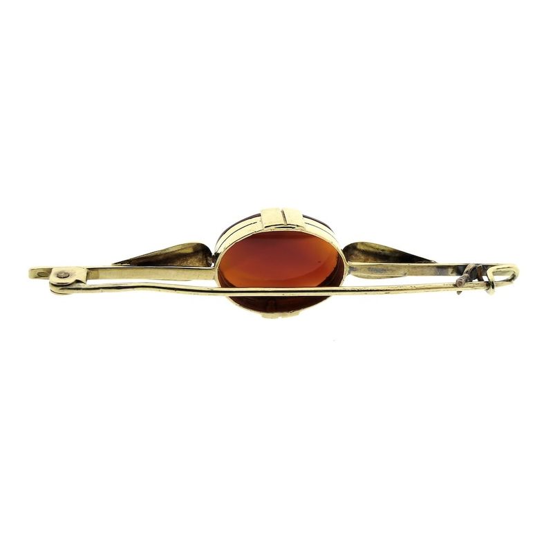 Image 3 of Gold brooch with carnelian