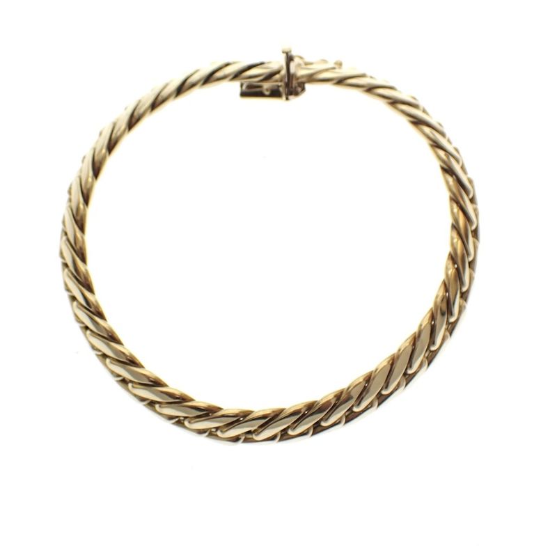 Image 2 of Gold flat gourmet link bracelet | 18.5 cm