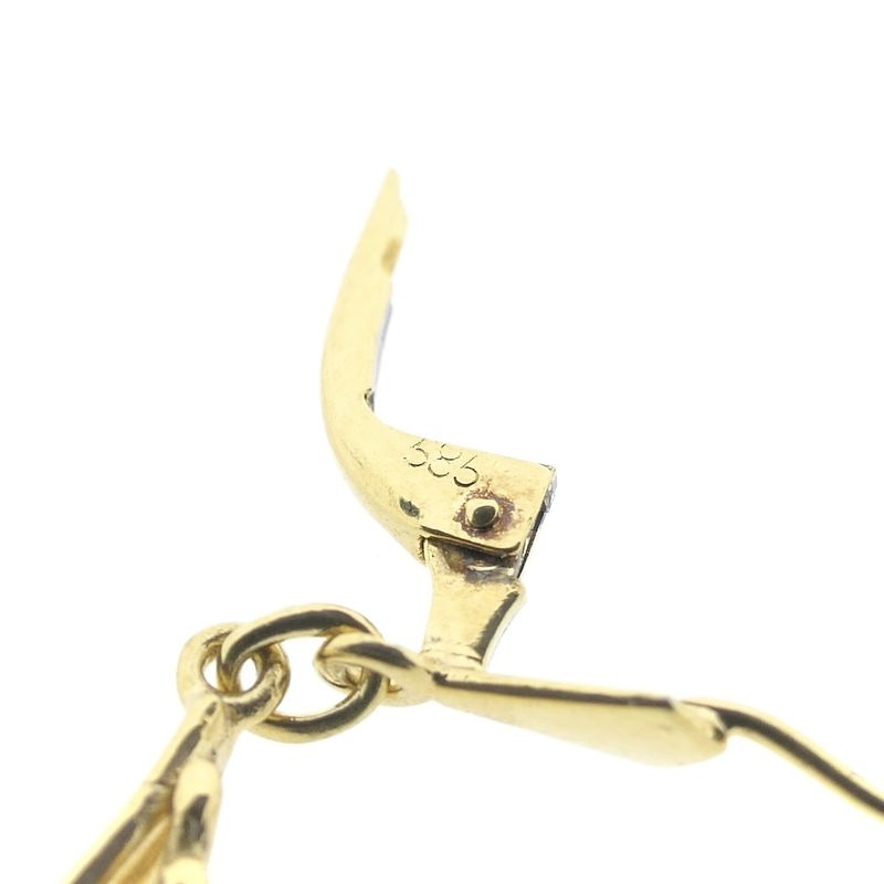 Image 7 of Bicolor gold long earrings with diamonds; 0.01 ct.