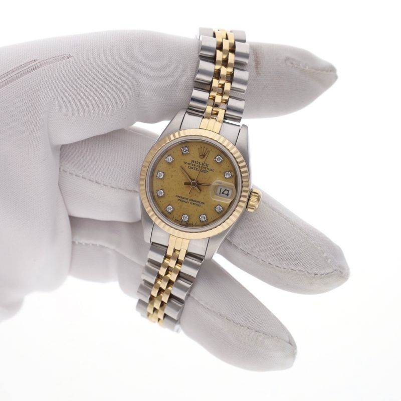 Image 7 of Rolex Lady-Datejust 26mm 69173; 18k. Vintage 18k. gold/steel women's watch with diamonds