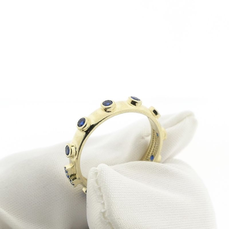 Image 7 of Gold plated ring with sapphire; Religious