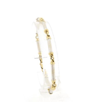 Image 1 of Bicolor Gold Bar Link Bracelet