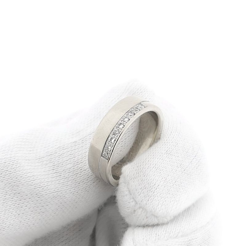 Image 7 of White gold wide row ring with diamonds; 0.135 ct.