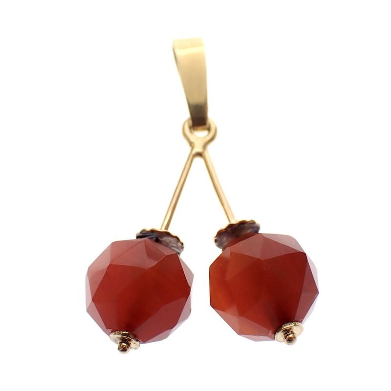 Image 1 of Gold 'Cherry' pendant with carnelian