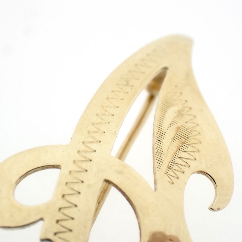 Image 3 of Gold letter brooch; letter A