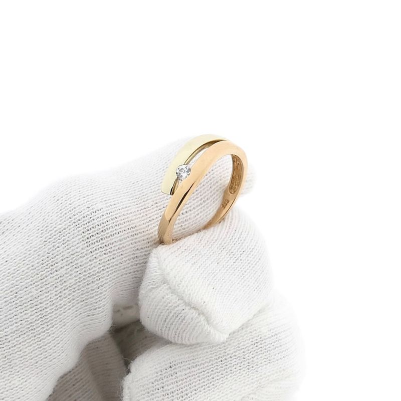 Image 9 of Bicolor Gold Solitaire Ring with Zirconia