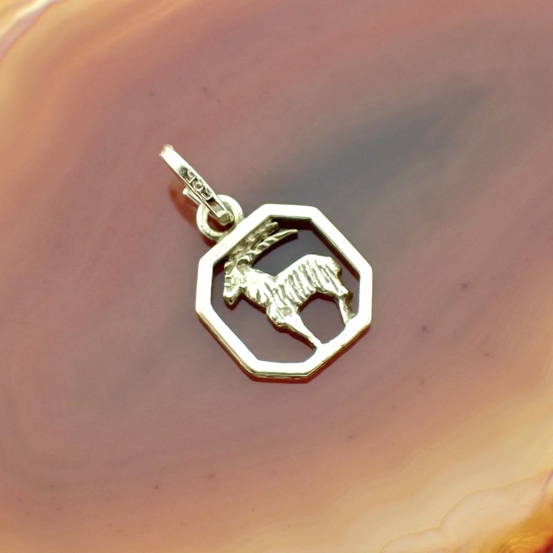 Image 2 of Gold zodiac sign pendant; Capricorn