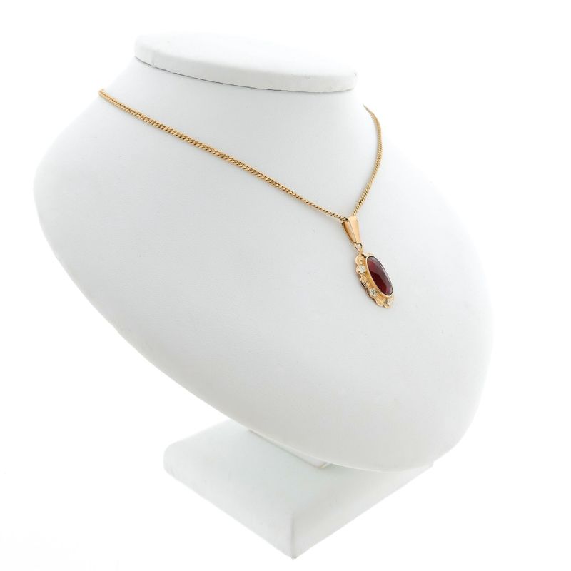 Image 7 of Bicolor Gold Pendant with Carnelian