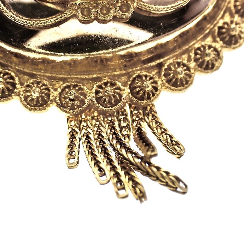 Image 5 of Antique gold brooch with blood coral; Filigree