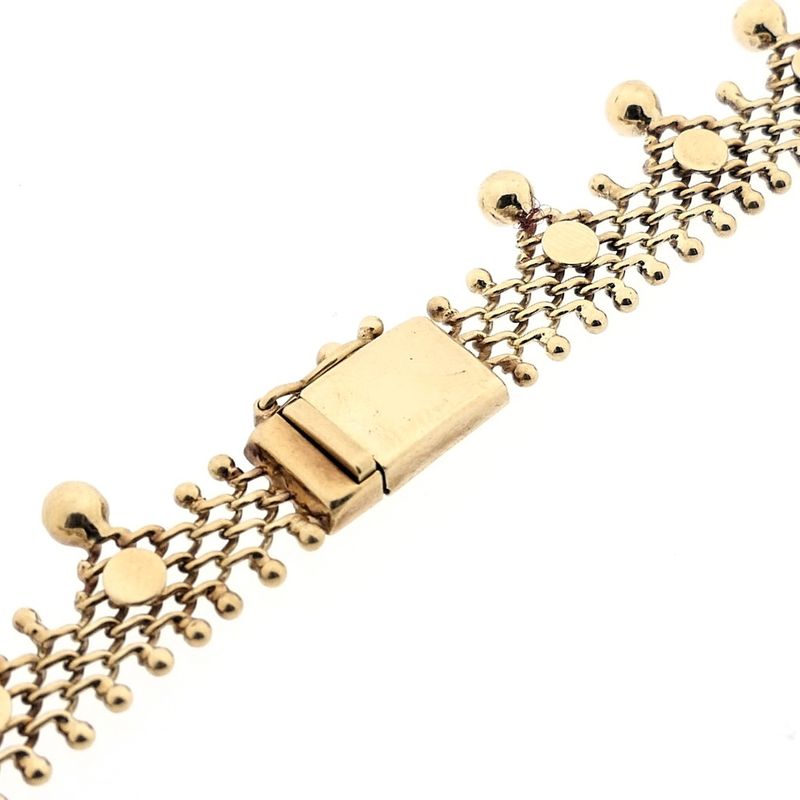 Image 6 of Gold gallery wire link necklace with balls