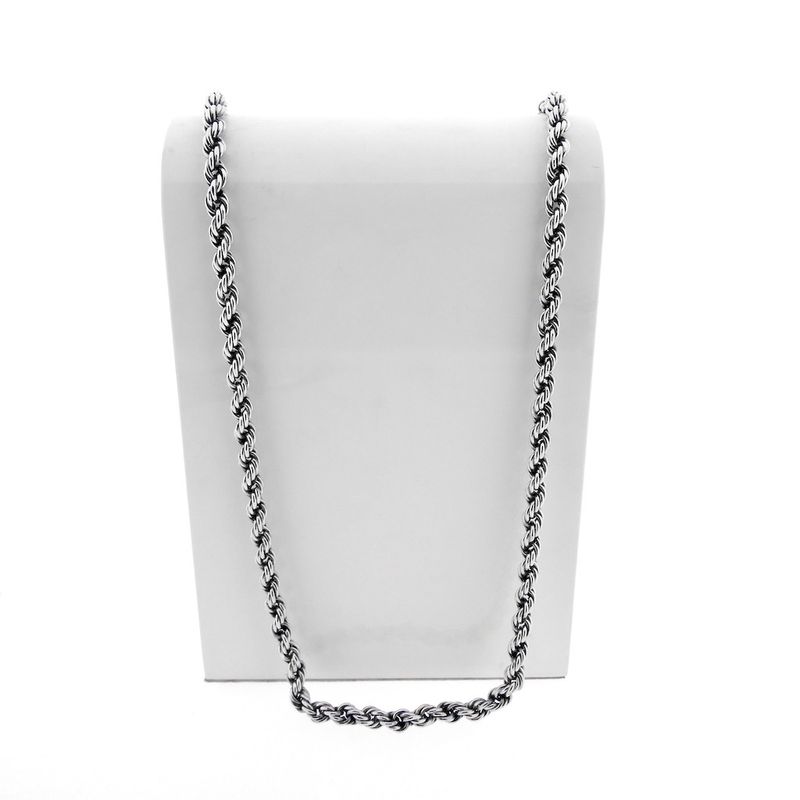 Image 1 of Silver long twisted link necklace | 80 cm