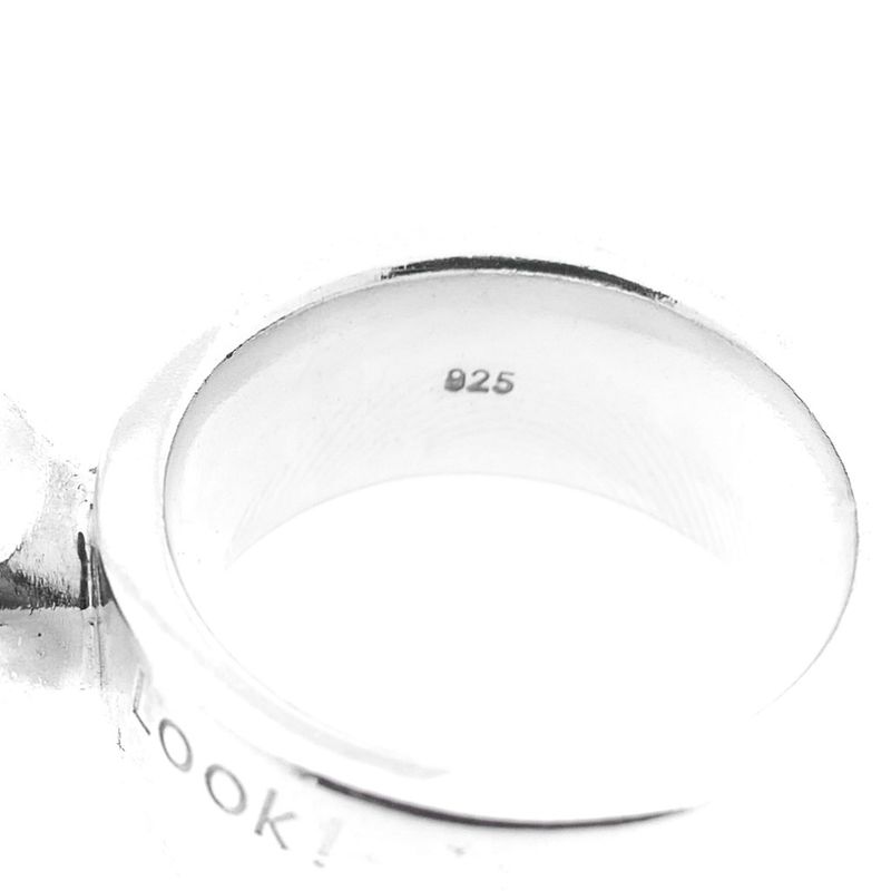 Image 7 of Silver wide ladies ring with blue zirconia