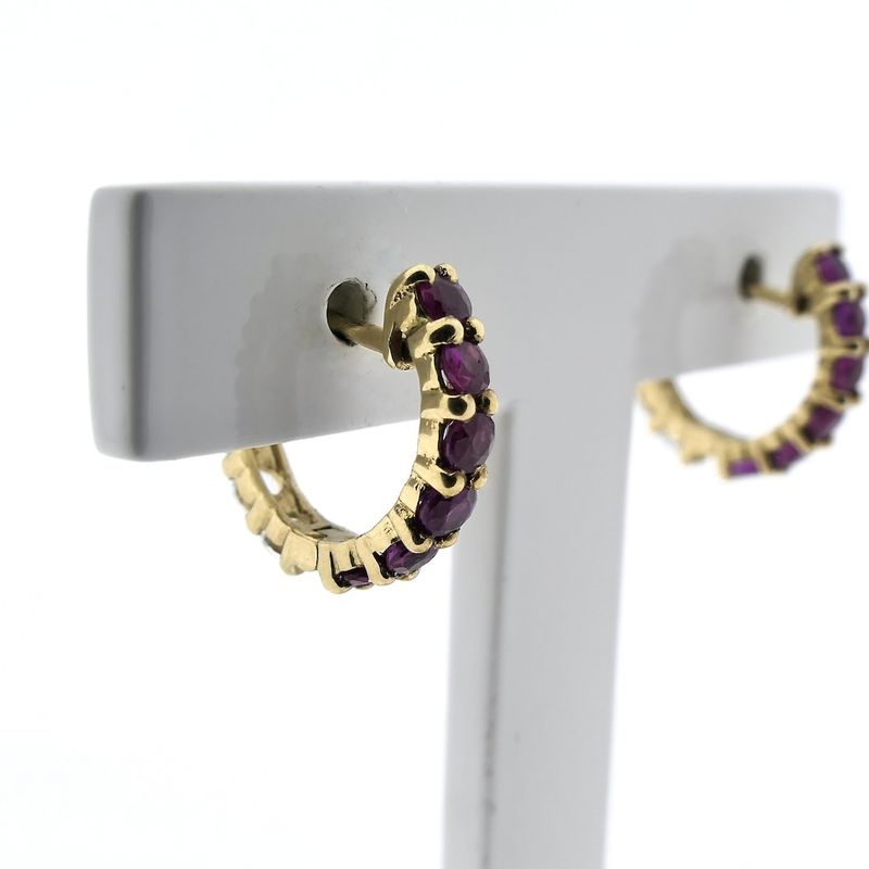 Image 5 of 9 crt. stud earrings with pink and clear sapphires