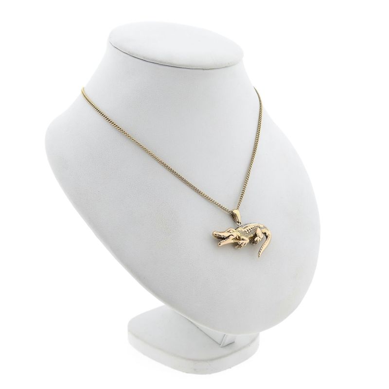 Image 5 of Bicolor Gold Crocodile Pendant with Diamonds; 0.015 ct.