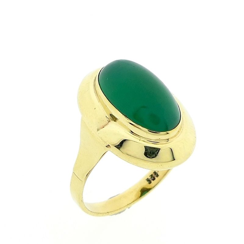 Image 1 of Gold ring with green agate | Vintage