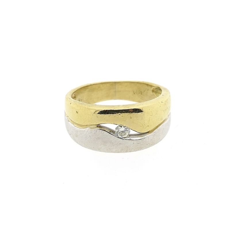 Image 3 of Two-tone gold ring with 0.08 ct diamond.