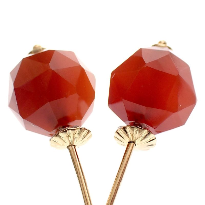 Image 4 of Gold 'Cherry' pendant with carnelian