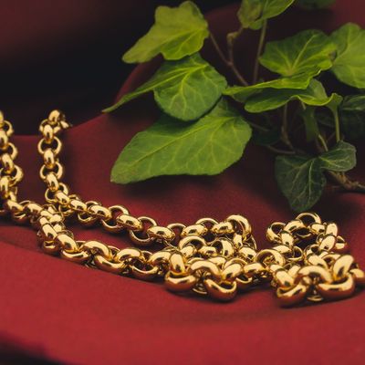 Gold jasseron link chain; 45.5 cm Image 2 of Gold jasseron link chain; 45.5 cm