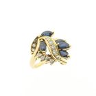 Image 1 of Gold ring with sapphire and diamond; 0.18 ct.