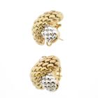 Image 3 of Two-tone gold Novecento mesh stud earrings; FOPE