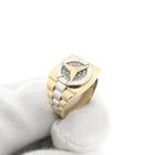 Image 9 of Bicolor Gold Mercedes Benz Men's Ring with Zirconia